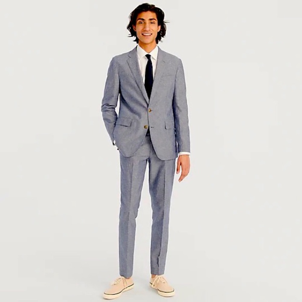 Ludlow Slim-fit suit pant in Japanese Chambray